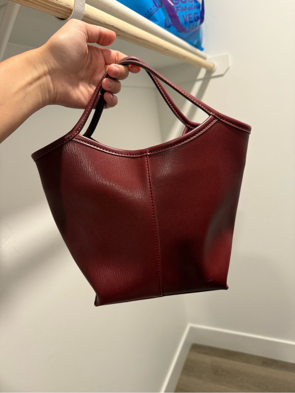 Mondani Burgundy Structured Two-Handle Tote